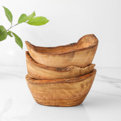 Handmade Olive Wood Dipping Dish: Rustic Appetizer Bowl